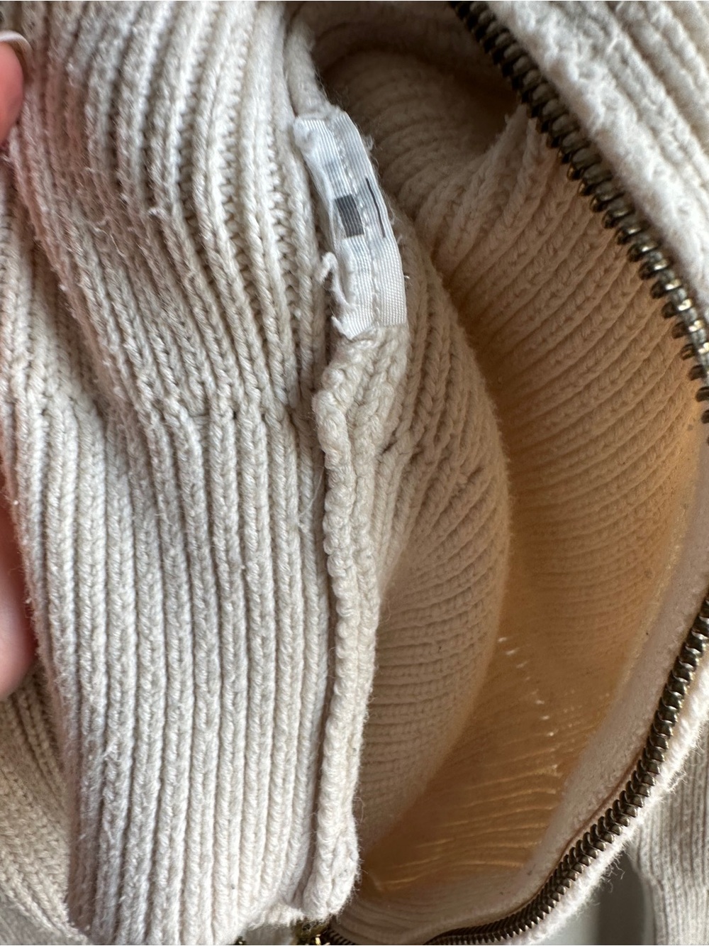 Abercrombie & Fitch Ribbed Zip Up Sweater Cream Cropped Soft Girl Sz S - Picture 9 of 9